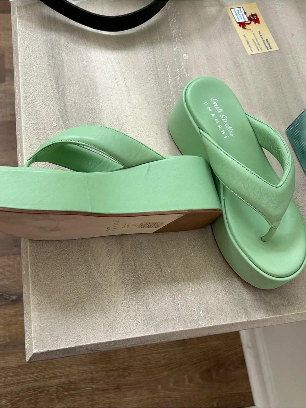 Emili Sindlev Mint Green Platform Thong Sandals